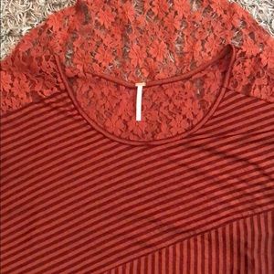 Red Free People lace back tee